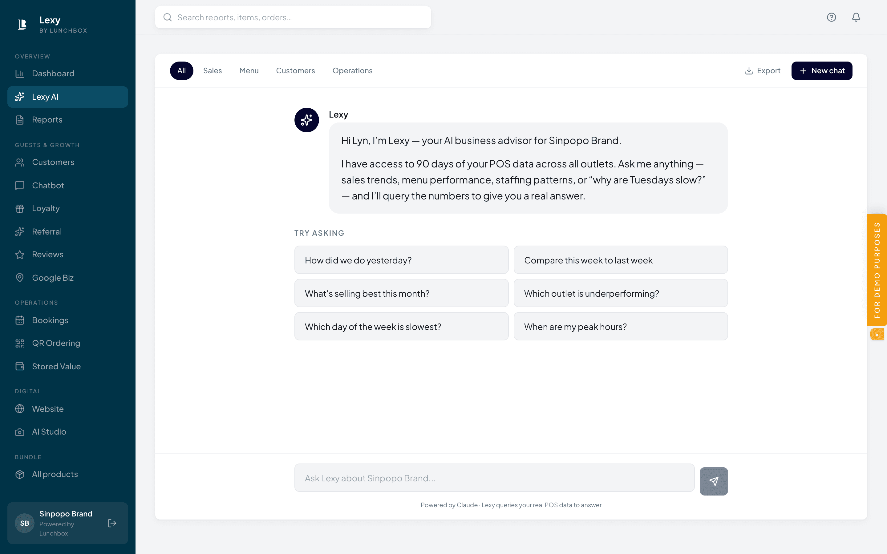 Lexy AI Co-Pilot chat interface